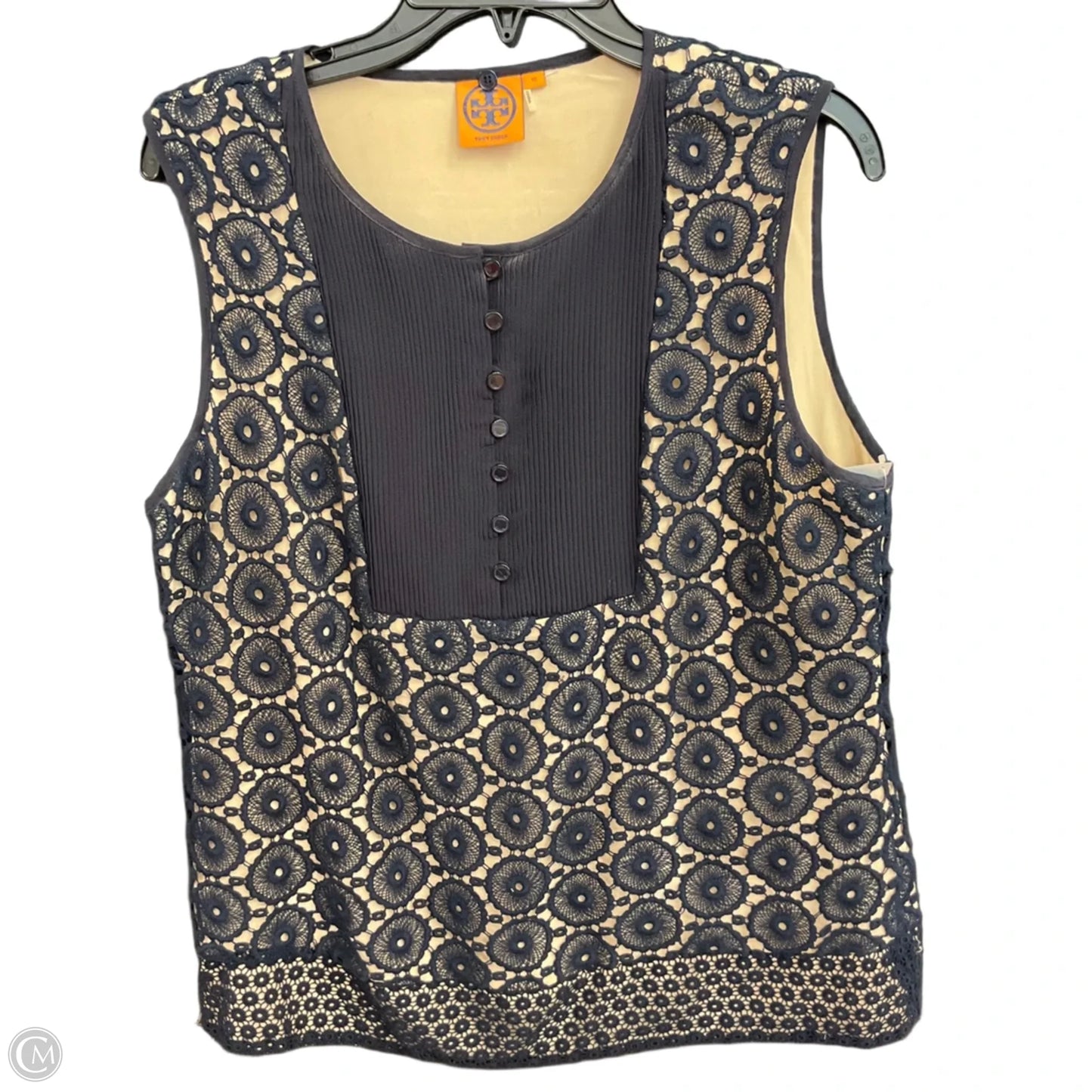 Top Sleeveless Designer By Tory Burch In Blue, Size: L