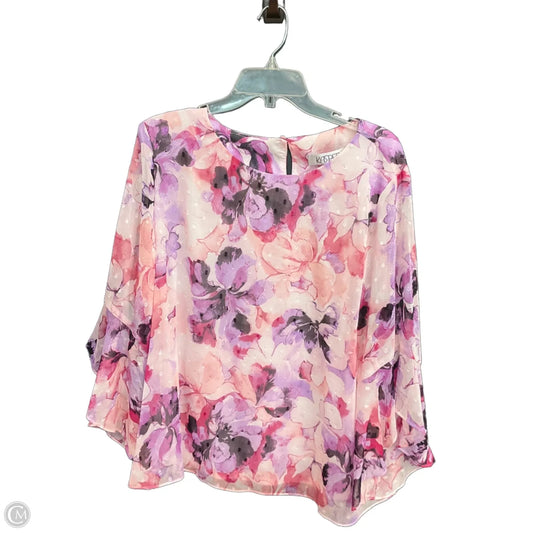 Top Long Sleeve By Kasper In Floral Print, Size: Xl
