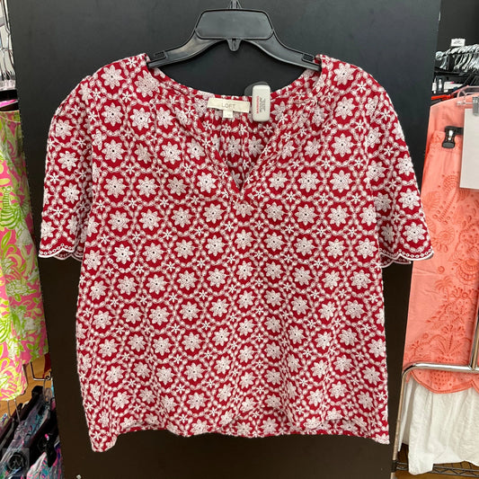 Top Short Sleeve By Loft In Red, Size: L