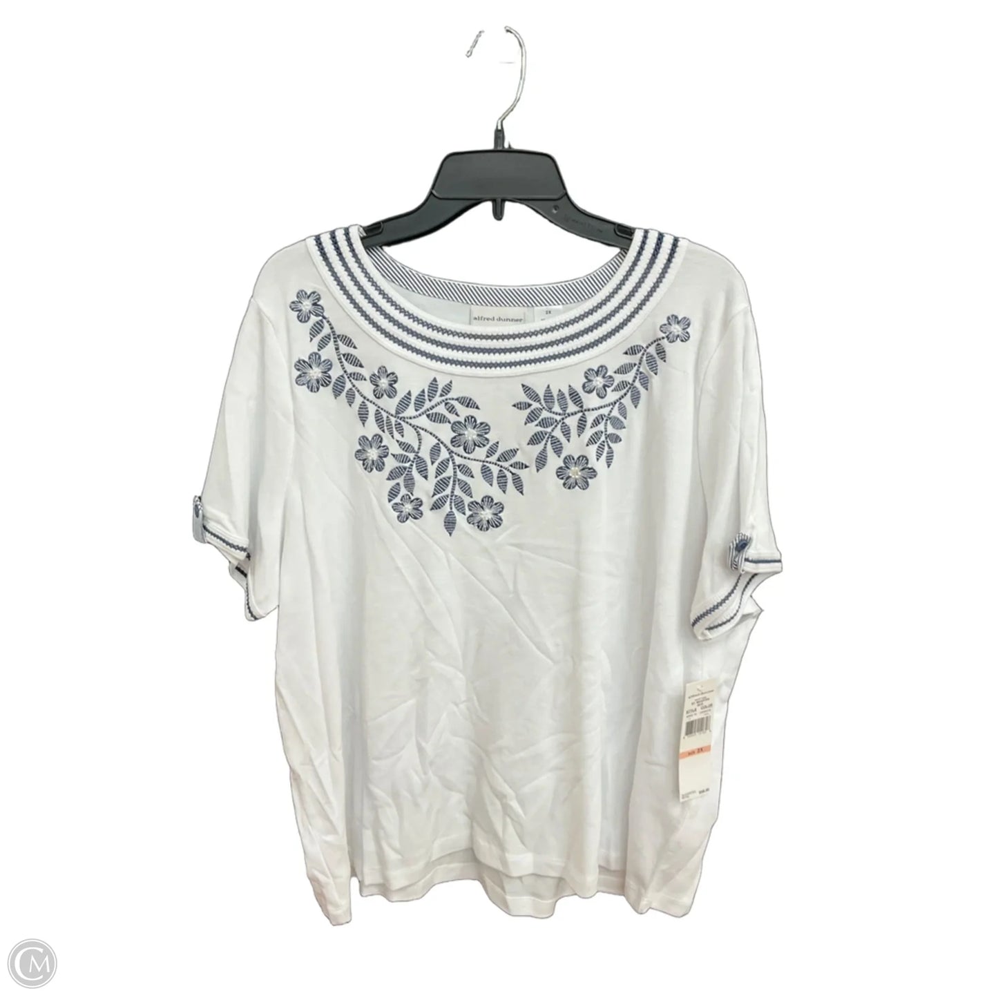 Top Short Sleeve By Alfred Dunner In White, Size: 2x