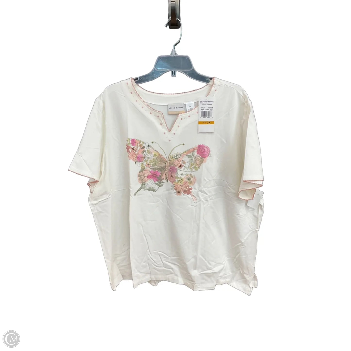 Top Short Sleeve By Alfred Dunner In White, Size: 3x