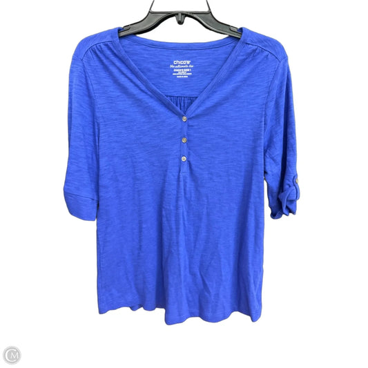 Top 3/4 Sleeve By Chicos In Blue, Size: M