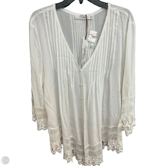 Top 3/4 Sleeve By Solitaire In White, Size: 3x