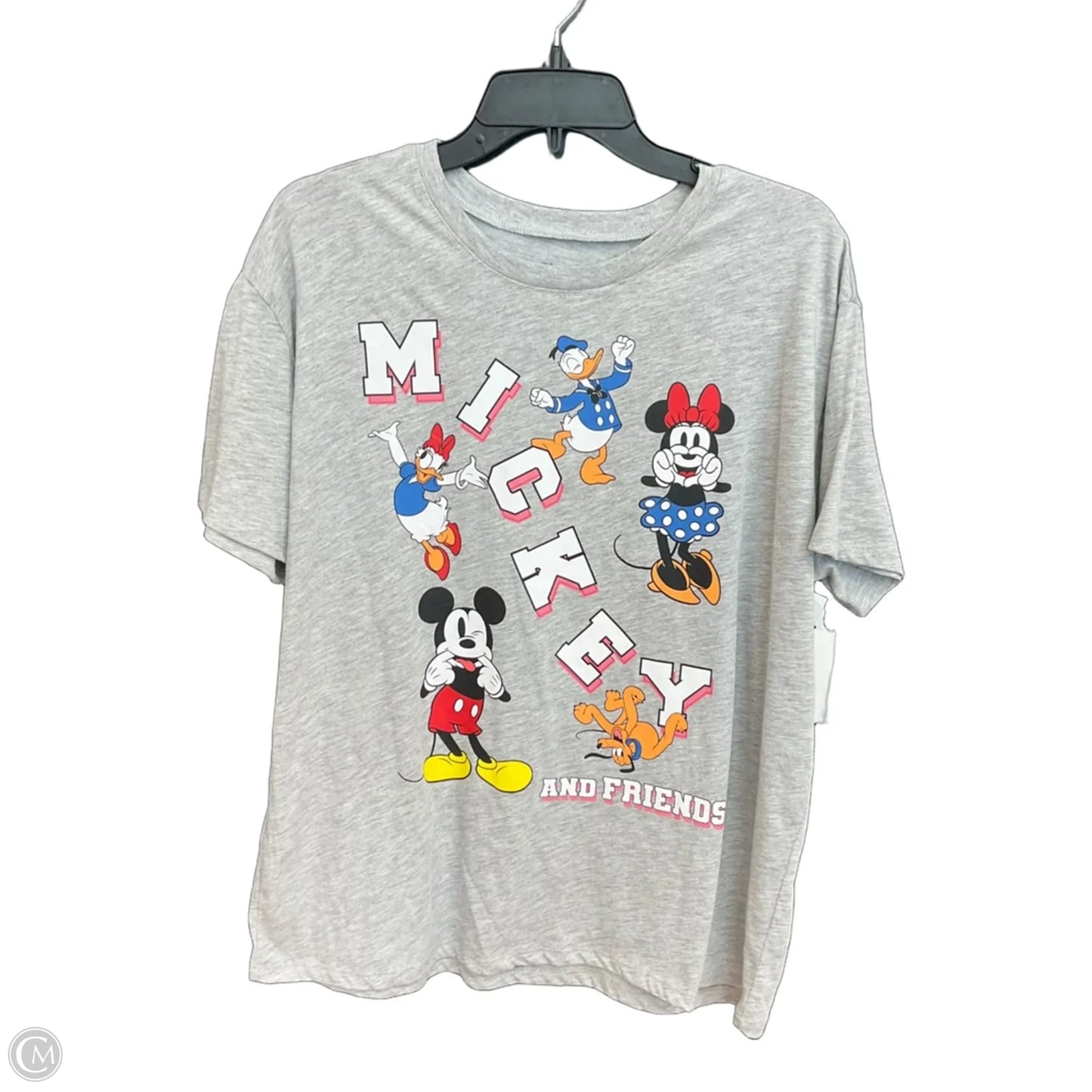 Top Short Sleeve By Disney In Grey, Size: L