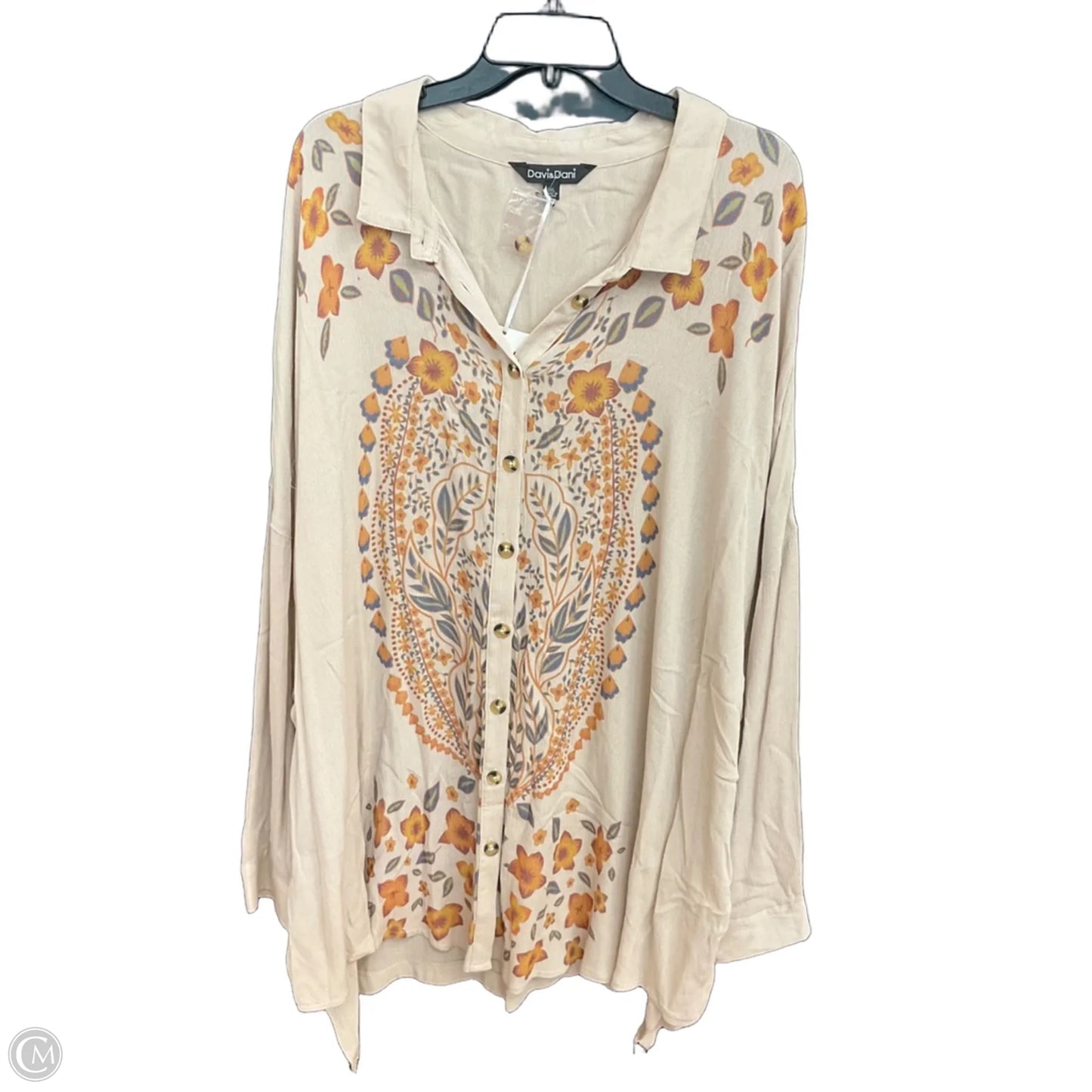 Blouse Long Sleeve By Davi & Dani In Beige, Size: 3x