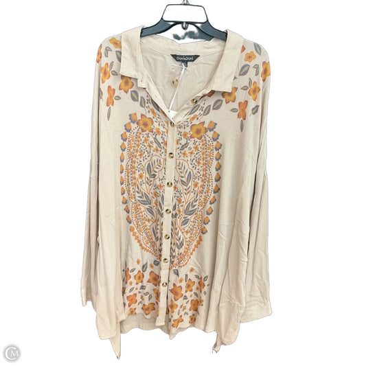 Blouse Long Sleeve By Davi & Dani In Beige, Size: 3x