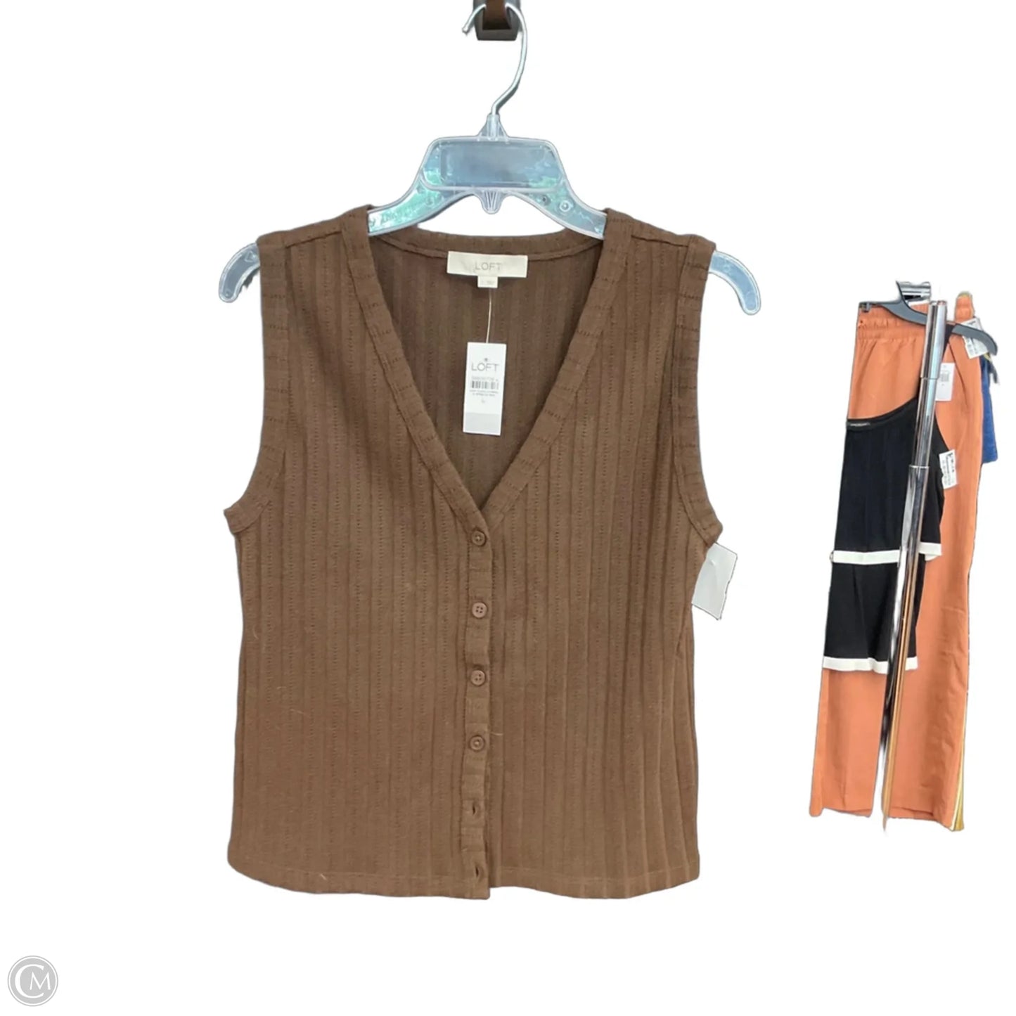 Top Sleeveless By Loft In Brown, Size: L