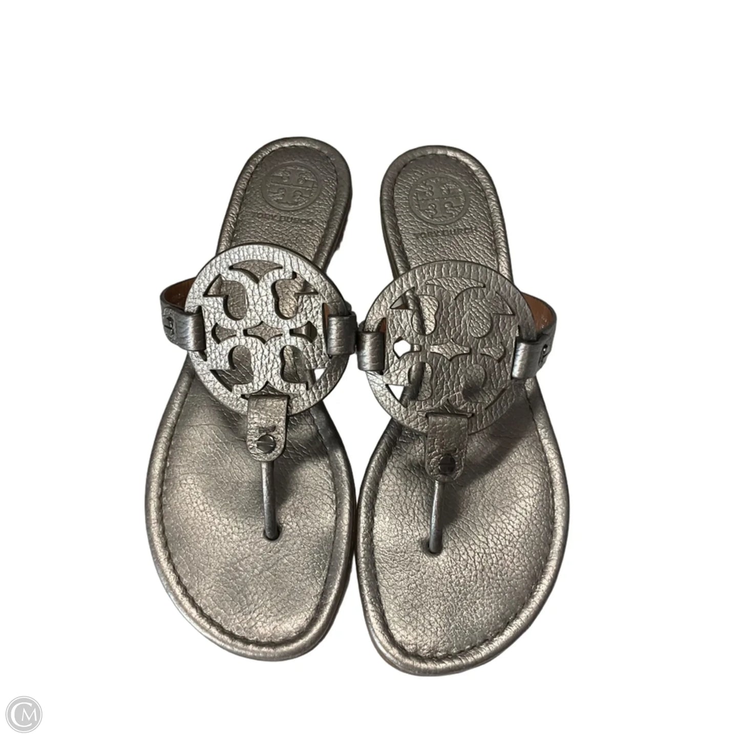 Sandals Designer By Tory Burch In Silver, Size: 9
