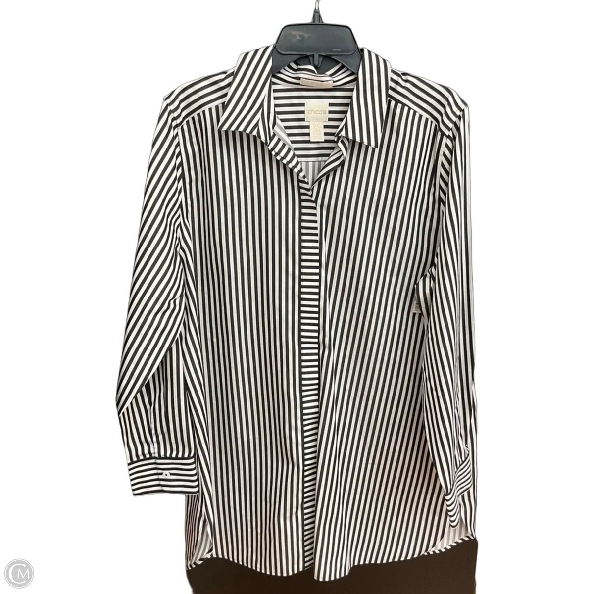 Top Long Sleeve By Chicos In Striped Pattern, Size: L