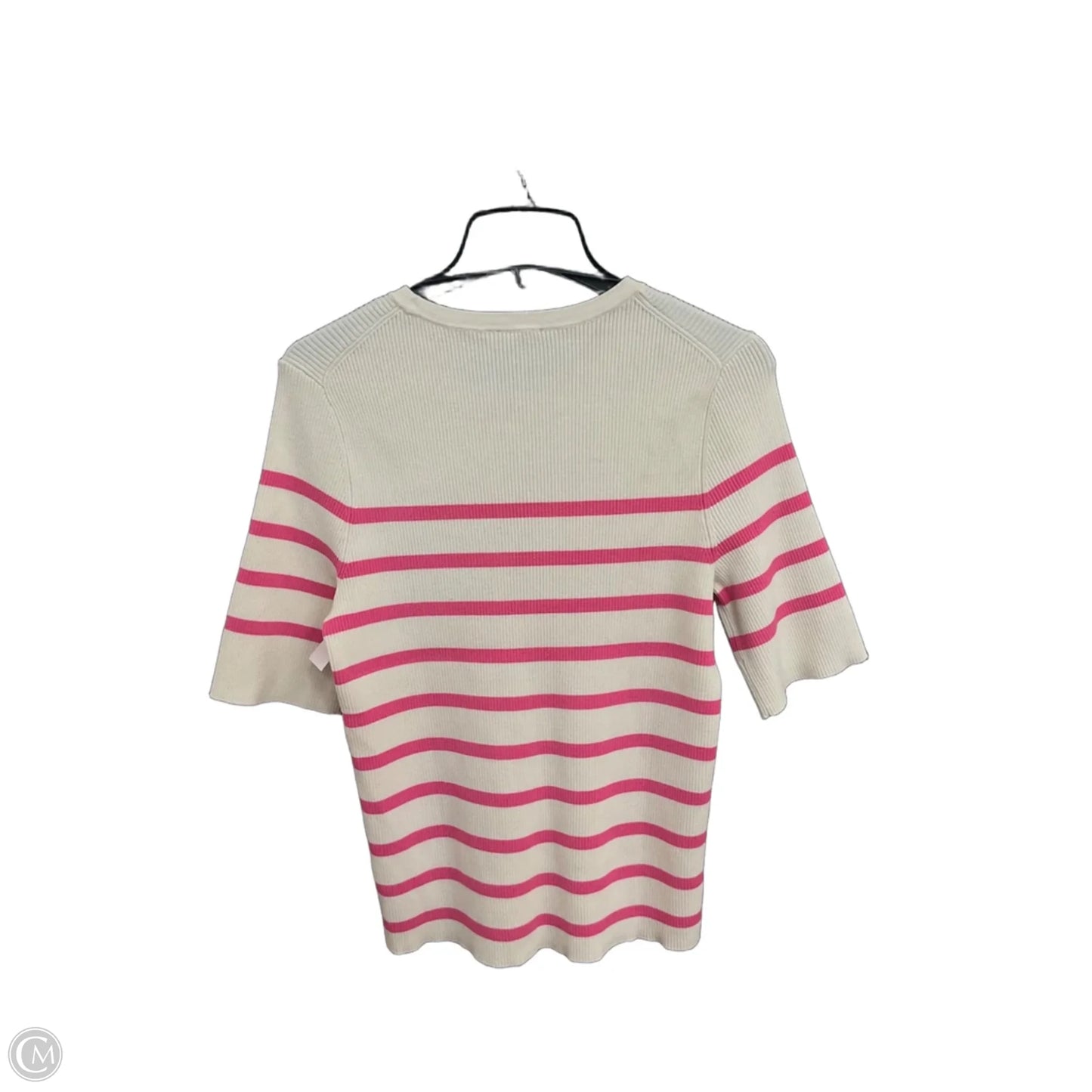 Top Short Sleeve By Talbots In Cream & Pink, Size: L