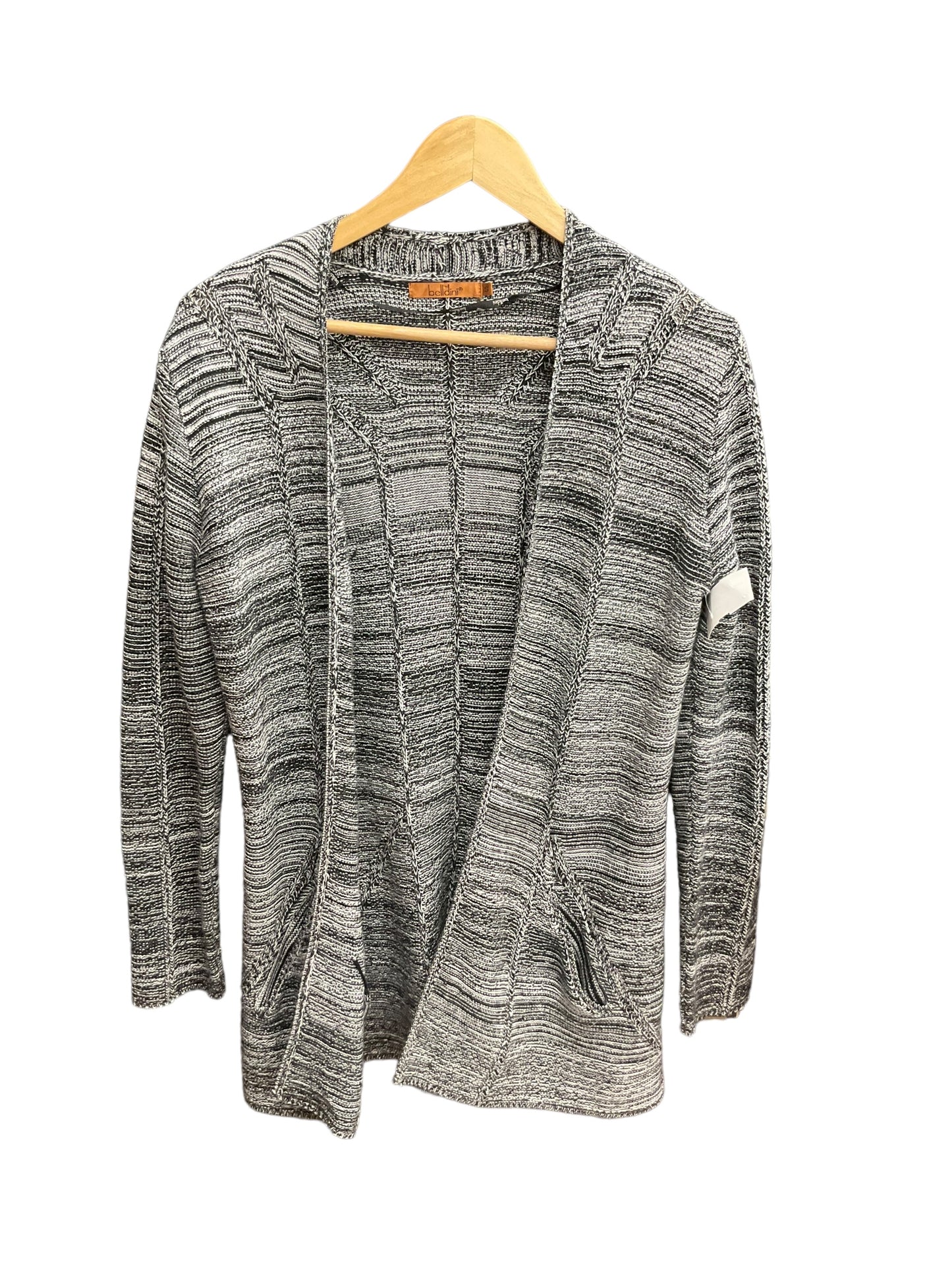 Sweater Cardigan By Belldini In Black & White, Size: L