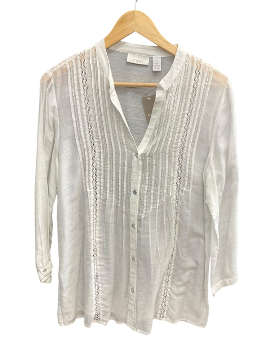 Top Long Sleeve By Chicos In White, Size: M