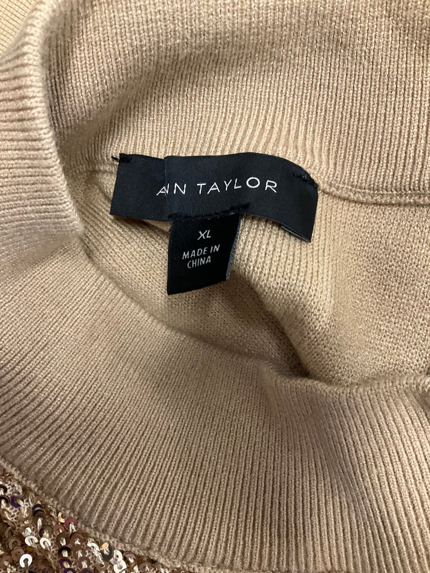 Gold Sweater Short Sleeve Ann Taylor, Size Xl