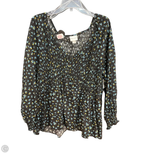 Top Long Sleeve By Ava & Viv In Floral Print, Size: 2x